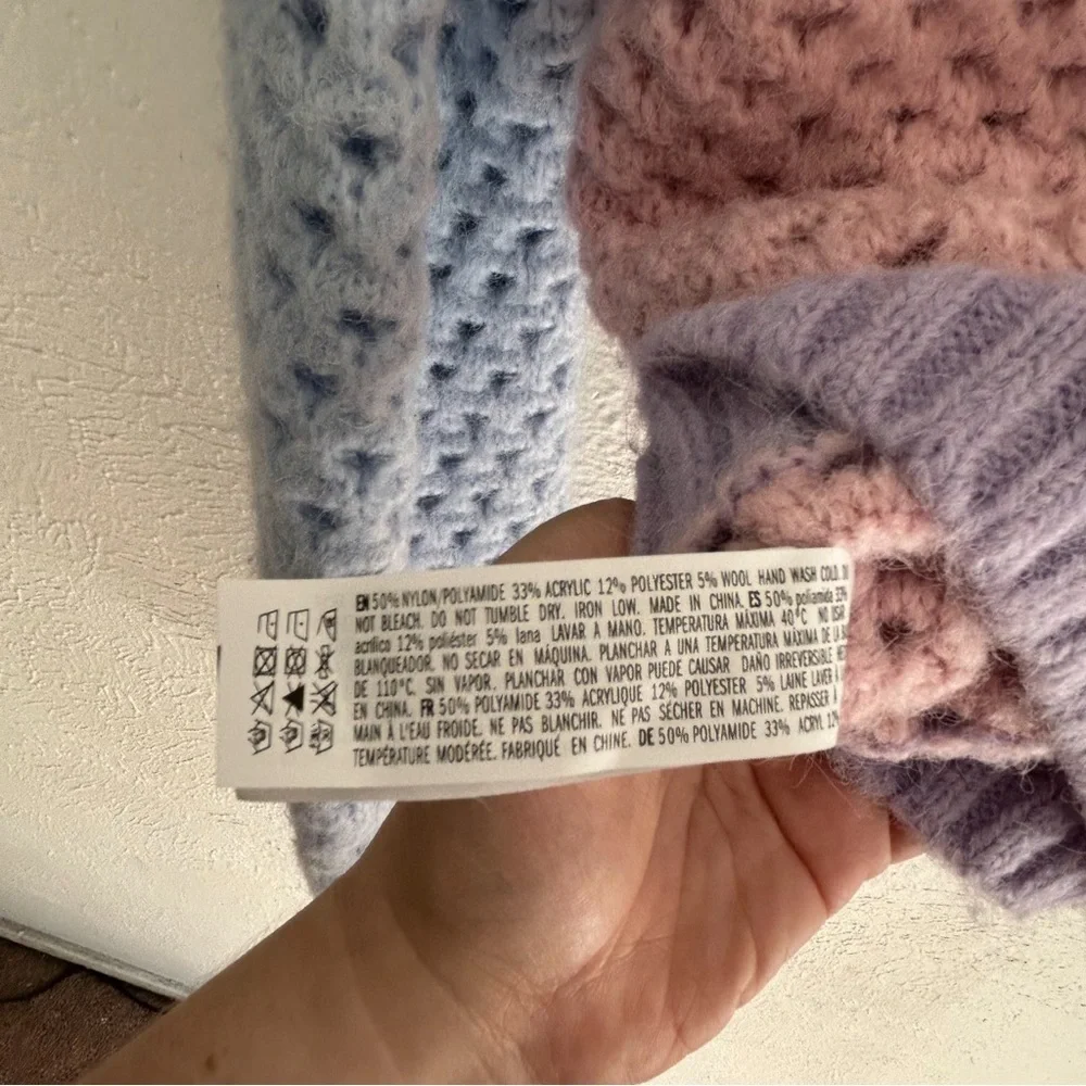 English Factory Contrast Detail Cardigan Medium Whimsical Colorblock Pastel - Picture 6 of 6